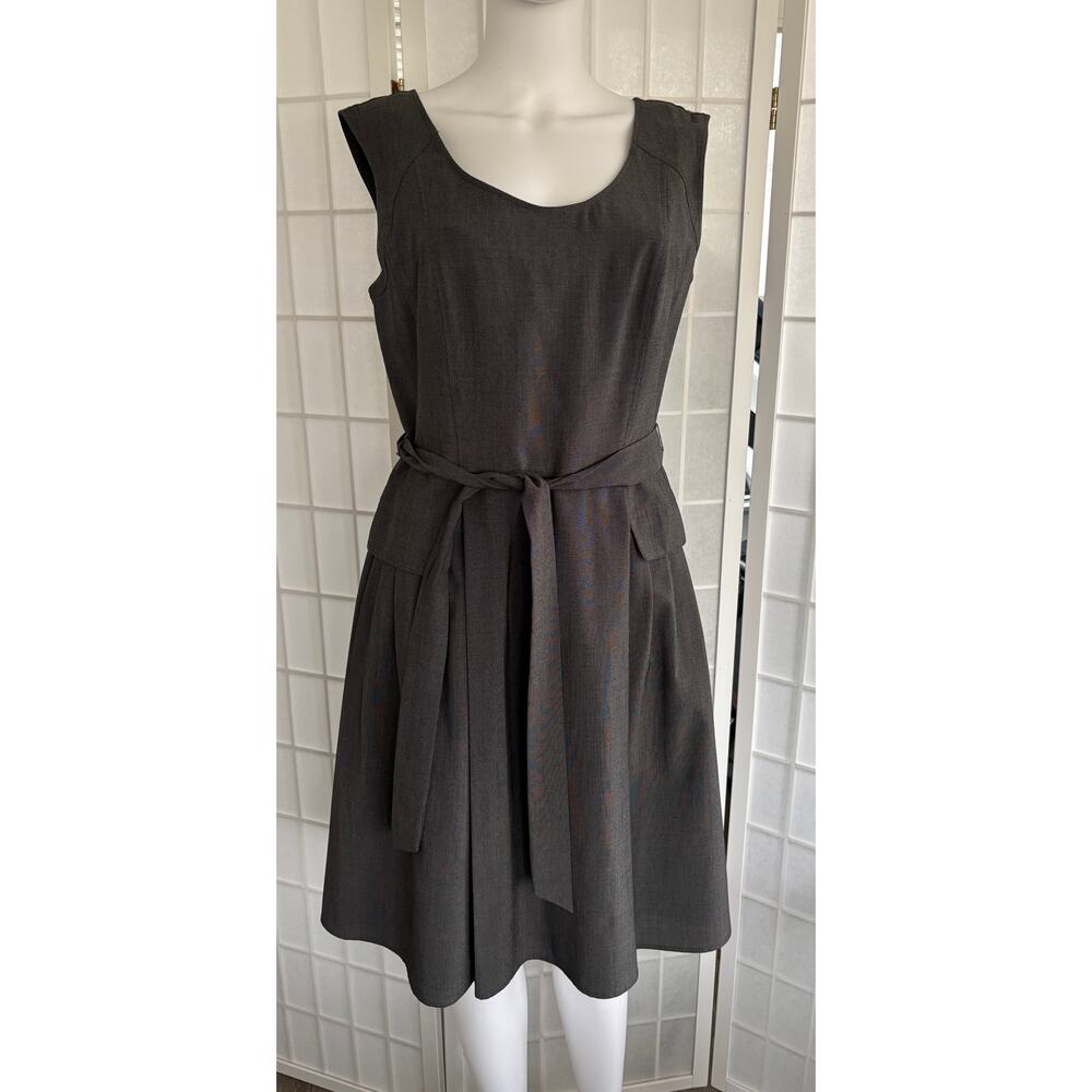 Calvin Klein Womens Mini Checked Sleeveless A-Line Midi Dress with Belt Size 10